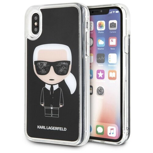 фото Чехол cg mobile karl lagerfeld liquid glitter iconic hard для iphone x/xs, цвет черный (klhcpxicgbk)