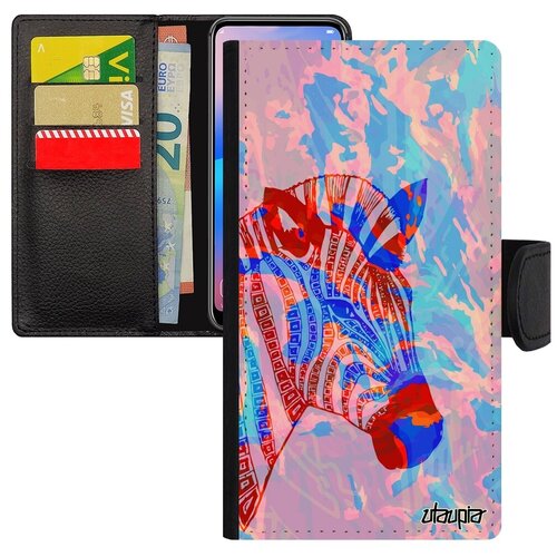 фото Простой чехол книжка для мобильного // iphone 8 plus // "зебра" полосатая саванна, utaupia, розовый