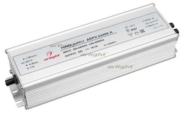 Блок питания ARPV-24400-A (24V, 16.7A, 400W) (Arlight, IP67 Металл, 3 года)