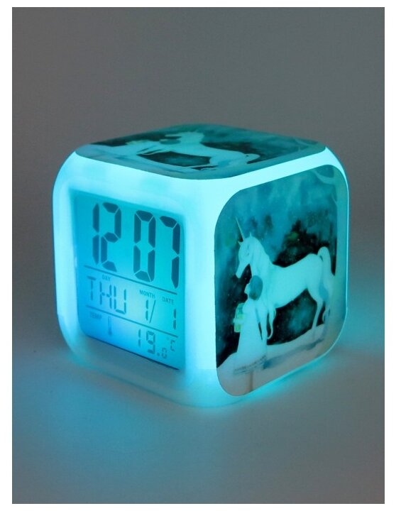 Часы-будильник Единорог с подсветкой №6 - фотография № 3