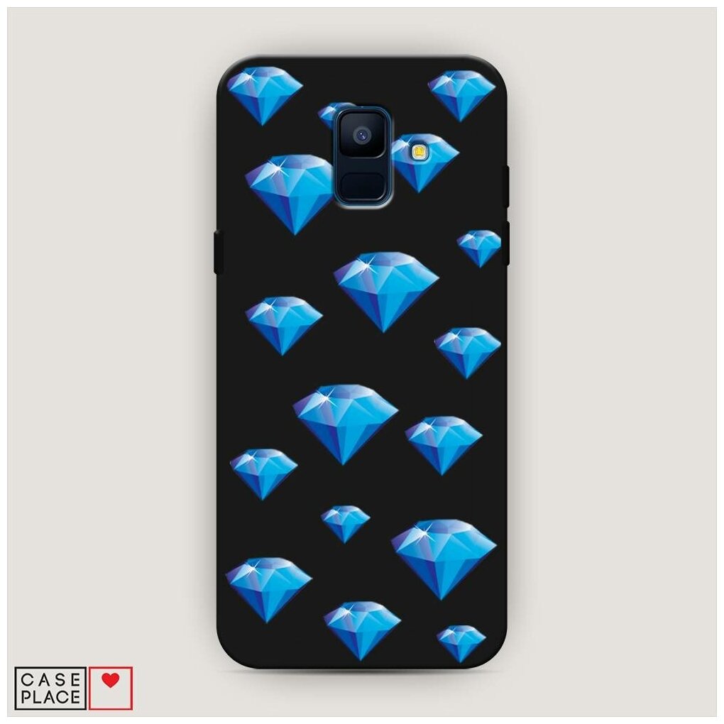 Матовый силиконовый чехол "Дождь из алмазов" на Samsung Galaxy A6 / Самсунг Галакси А6