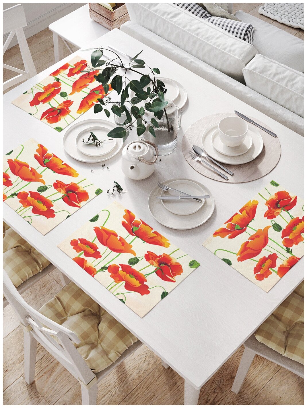 Комплект салфеток JoyArty "Цветущий мак" для сервировки стола (32х46 см, 4 шт.)