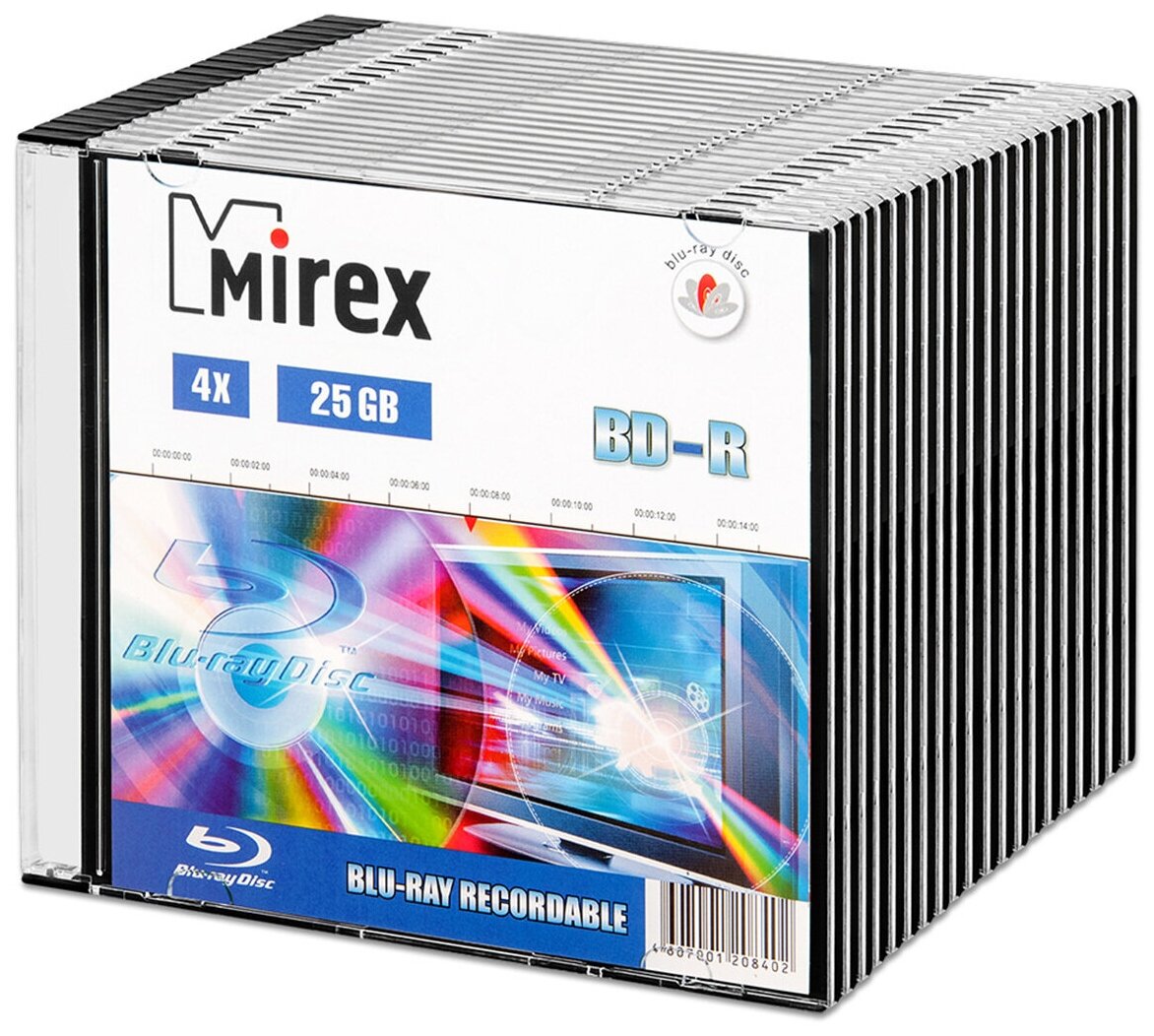 Диск BD-R 25 Gb Mirex 4x Slim box, упаковка 20 шт.