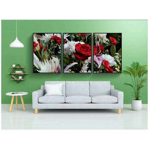 фото Набор модулных постеров для интерьера "цветок, флора, природа" 60x90 см. в тубусе, без рамки lotsprints