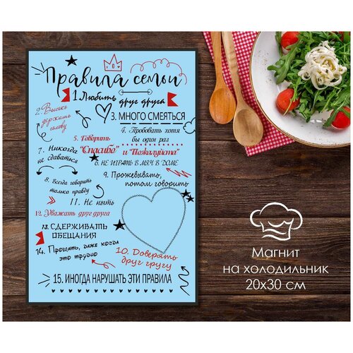 Магнит на холодильник Правила дома 20х30 см / Сувенирный магнит