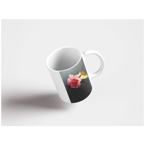 фото Кружка "розовый, бумажный цветок, чернить 320 мл. белая lotsprints