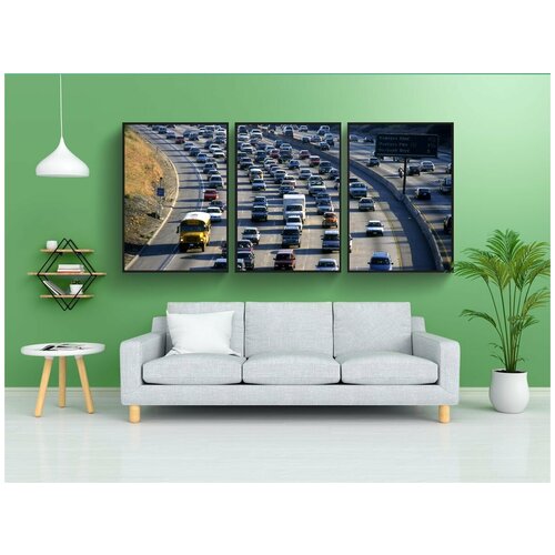 фото Набор модулных постеров для интерьера "лос анджелес, движение, автострада" 60x90 см. в тубусе, без рамки lotsprints