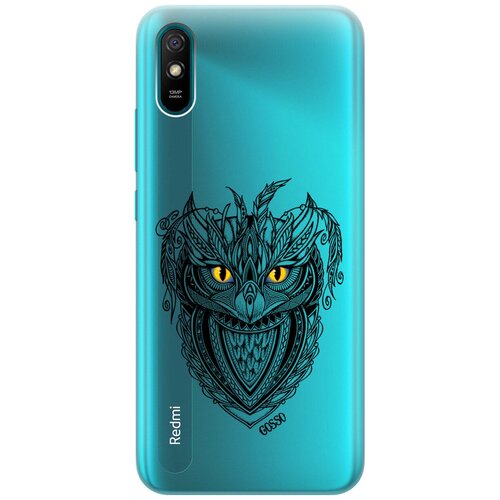 фото Ультратонкий силиконовый чехол-накладка clearview для xiaomi redmi 9a с 3d принтом "grand owl" gosso