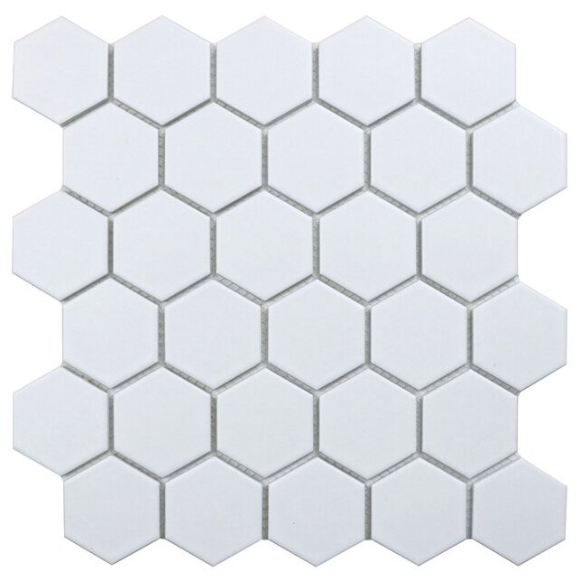 Плитка мозаика керамическая Staro Homework Hexagon small, матовая белая 27.8 см x 26.5 см 5 шт