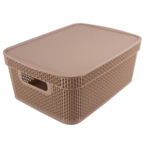 Корзина 11л прямоуг с крышкой Ajur кофейный/14 ПлР 1 шт