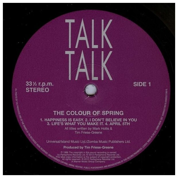 Talk Talk Talk Talk - The Colour Of Spring (lp+dvd) Parlophone - фото №3