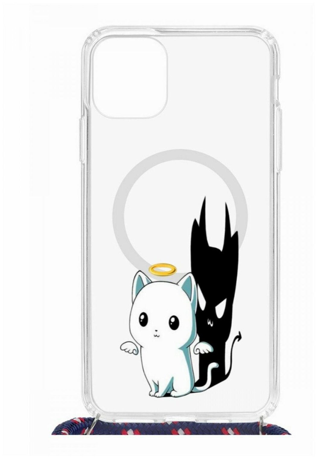 Чехол для Apple iPhone 11 Pro Max Kruche Print MagSafe Magrope Angel Demon,пластиковая накладка со шнурком и рисунком,противоударный силиконовый