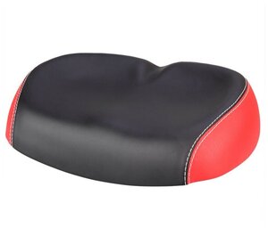 Широкое большое мягкое сиденье для велосипеда, из полиуретана с подкладкой - черное с красным