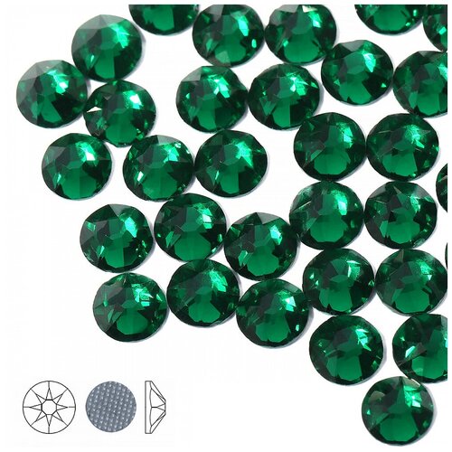 Стразы термоклеевые Xirius 8+8 граней SS20 (4,6-4,8 мм) HF20-10 цв. Emerald, уп.100шт