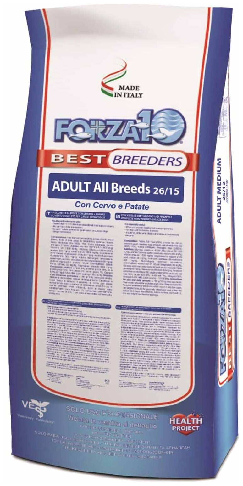 Сухой корм FORZA10 DOG BEST BREEDERS ADULT ALL BREEDS для взрослых собак всех пород с олениной и картофелем (20 кг)