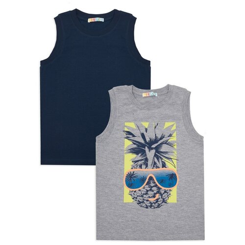 фото Майка для мальчика me&we цв. серый/синий р. 128 me & we