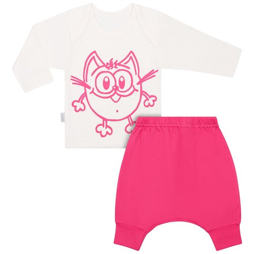 фото Комплект "котик" розовый/молочный лонгслив + штаны р. 80 алиса