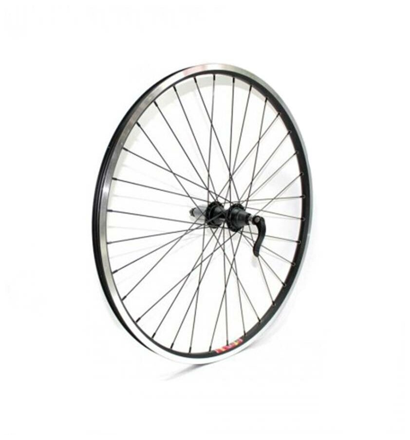 фото Колесо 26" заднее в сборе диск пистонир. дв. обод, втулка алюм. под кассету эксцентрик/630106