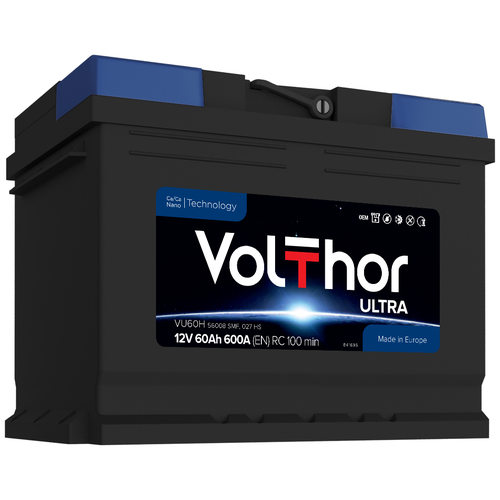 фото Автомобильный аккумулятор volthor ultra 60ah прямая полярность (600a) tab