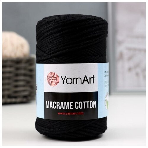 Пряжа Macrame Cotton 20% полиэстер, 80% хлопок 225м/250гр (750 черный) пряжа macrame cotton 20% полиэстер 80% хлопок 225м 250гр 775 мята