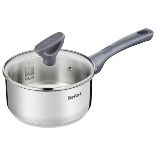 Кухонный ковш с крышкой Tefal Daily cook G7122255 16 см, объем 1.5 литра, из нержавеющей стали, с толстым дном, для газовых, электрических и индукционных