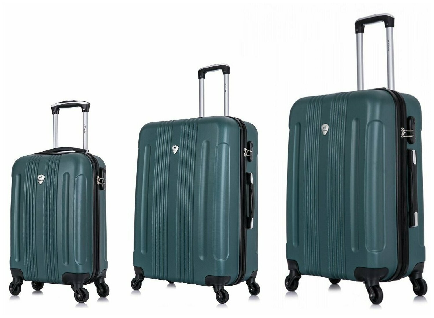 L'case комплект ударопрочных легких чемоданов Bangkok BCP-12B 2023 темно-зеленый 3 шт.