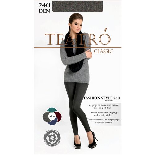 фото Леггинсы teatro fashion style, 240 den, размер 3-l, grafit melange (серый)