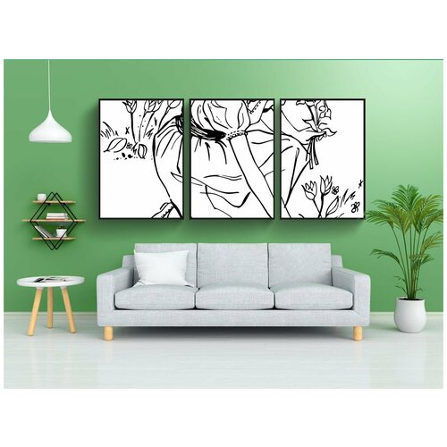 фото Набор модулных постеров для интерьера "цветок, сбор цветов, сад" 60x90 см. в тубусе, без рамки lotsprints