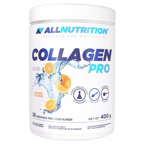 All Nutrition, Коллаген / Collagen Pro, 400г (Апельсин) / Для связок, хрящей, суставов / Для кожи, волос и ногтей