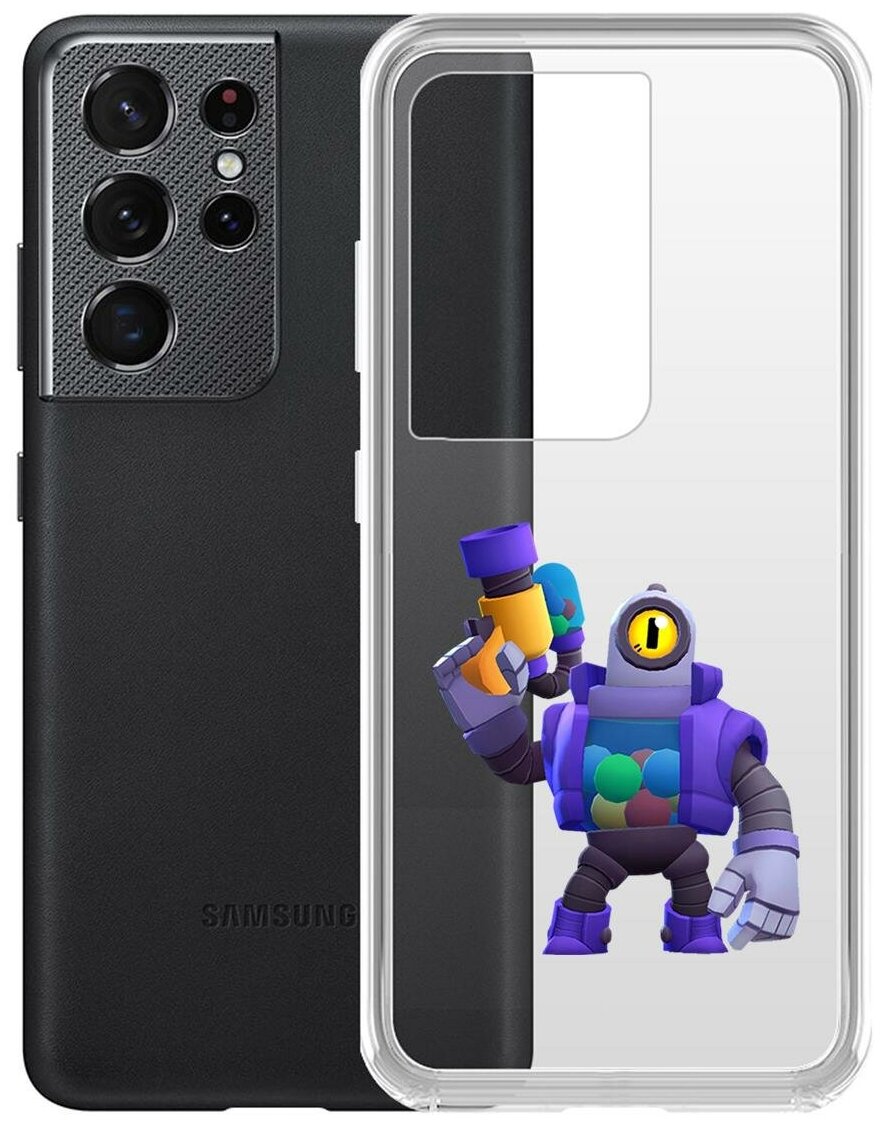 Чехол-накладка Clear Case Brawl Stars-Рико для Samsung Galaxy S21 Ultra (G998)