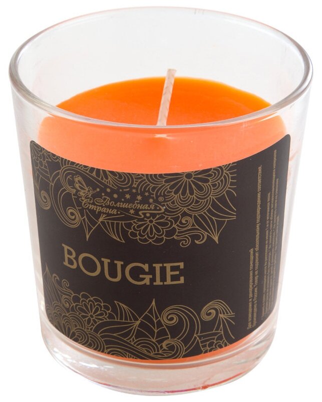 Свеча интерьерная ароматическая в стакане "Манго" парафин время горения - 20 ч размер 92*76*76 см цвет - оранжевый