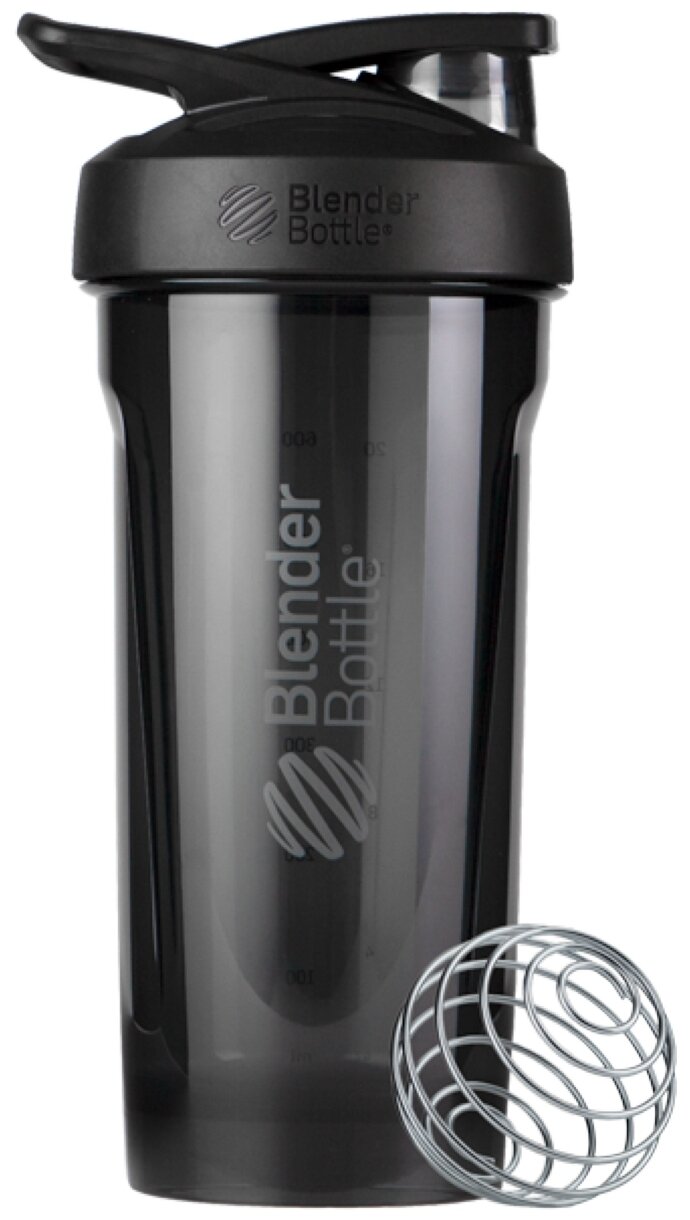 Шейкер спортивный BlenderBottle Strada Tritan с закругленным дном, клапаном на кнопке и системой блокировки, 828мл, черный