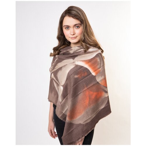 Платок Carolon,120х120 см, оранжевый, коричневый платок carolon 120х120 см бордовый бежевый