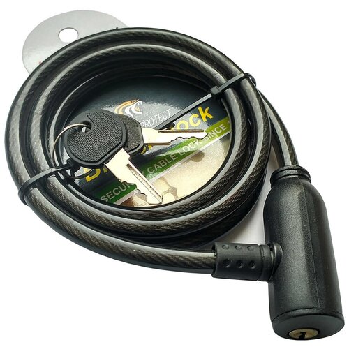 Замок велосипедный с ключом противоугонный металлический трос аксессуары для защиты коляски велосипеда самоката электросамоката и ворот черный 80 см 450₽