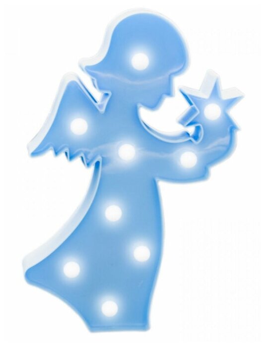 Светильник-ночник декоративный, настольный Ангел 12-62 голубого цвета и мощностью 3 Вт. Компактная настольная лампа для детской комнаты, гостиной, спальни, прихожей или кухни. Материал АБС-пластик / размеры 295x190x40 мм
