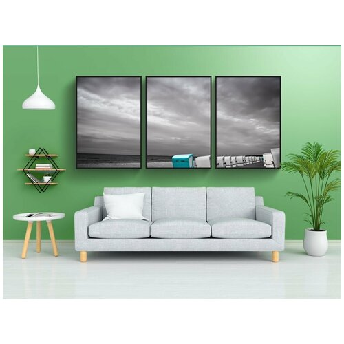 фото Набор модулных постеров для интерьера "лежак, синий, белый" 60x90 см. в тубусе, без рамки lotsprints