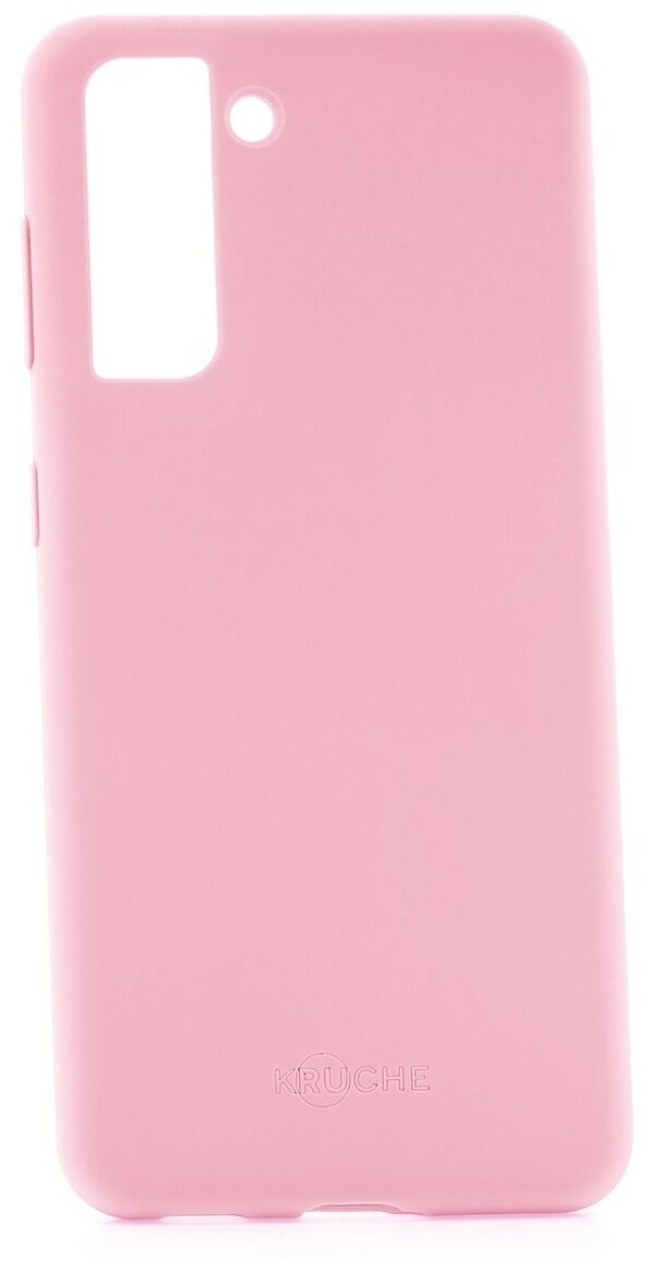Чехол на Samsung Galaxy S21 Kruche Silicone Plain розовый, противоударный пластиковый кейс, защитный силиконовый бампер, софттач накладка с защитой камеры