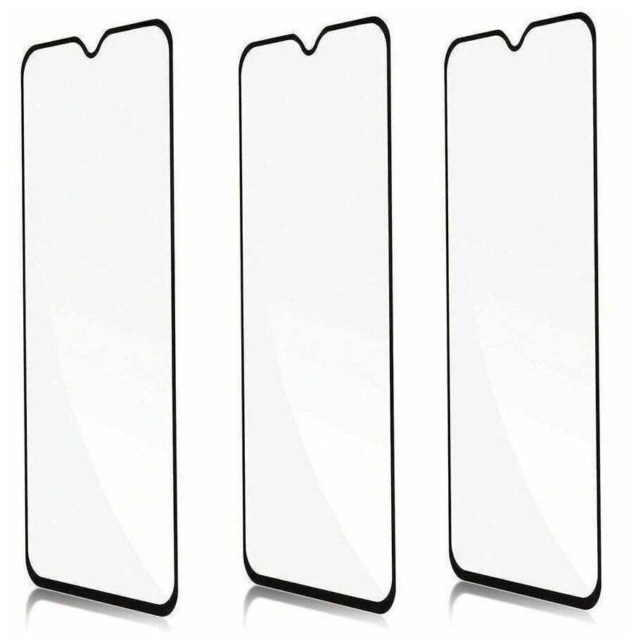 Комплект из 3 шт, Защитное стекло для Xiaomi Redmi 8 3D на весь экран с черной рамкой
