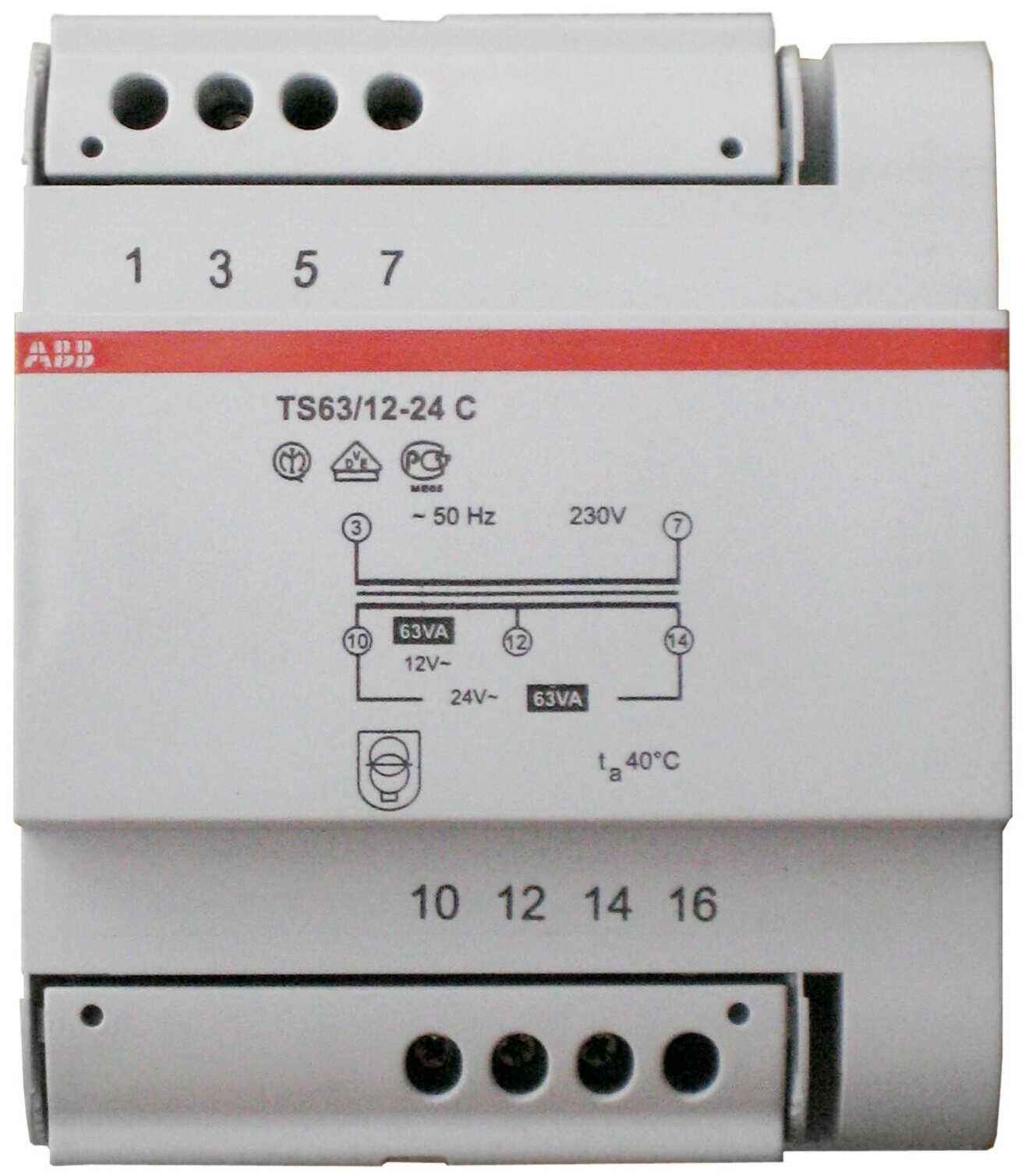 TS63/12-24C Трансформатор разделительный безопасности 220-24-12V AC 63VA ABB 2CSM631043R0811