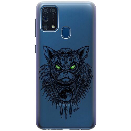 фото Ультратонкий силиконовый чехол-накладка clearview для samsung galaxy m31 с 3d принтом "shaman cat" gosso