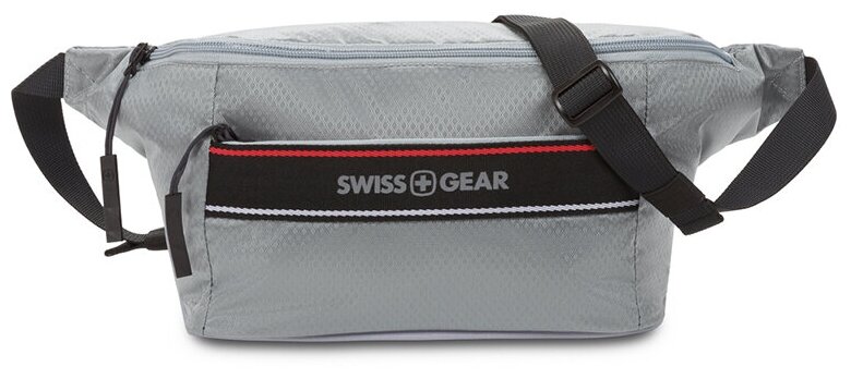 Сумка на пояс SWISSGEAR, светло-серая, полиэстер с плетением рип-стоп, 38 x 5 x 15 см, 3991404521