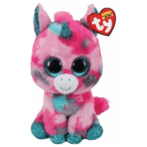 Мягкая игрушка TY Beanie boos Единорог Gumball, 15 см, голубой/розовый