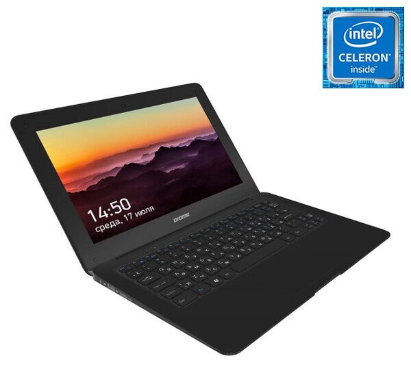 Ноутбук Digma EVE 11 C408, 11.6", IPS, Intel Celeron N3350, 4ГБ, 64ГБ eMMC, Intel HD Graphics 500, Windows 10 Home, ES2055EW, черный
