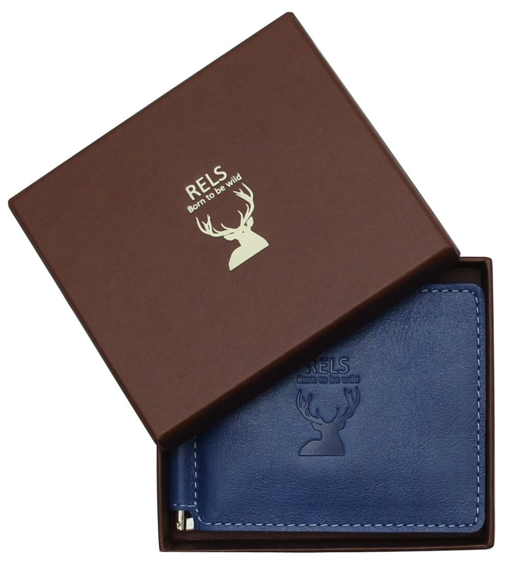 Зажим для купюр RELS, фактура гладкая, синий — фото 1