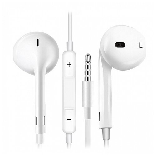 Наушники проводные с микрофоном для разъема mini JACK AUX 35мм AMFOX EARStar 1 белые гарнитура с кнопкой ответа для телефона компьютера 20000₽