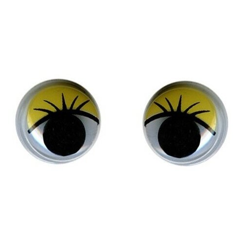 Глаза круглые HobbyBe с бегающими зрачками, d 10 мм, 50 шт, желтый (MER-10)