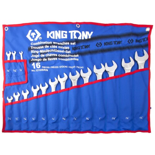 Набор комбинированных ключей, 1/4-1&1/4, 16 предметов KING TONY 1216SRN набор комбинированных ключей hans tt 4