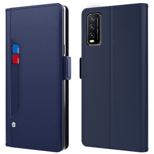 фото Чехол-книжка mypads для vivo y20 водоотталкивающий с мульти-подставкой на жесткой металлической основе синий