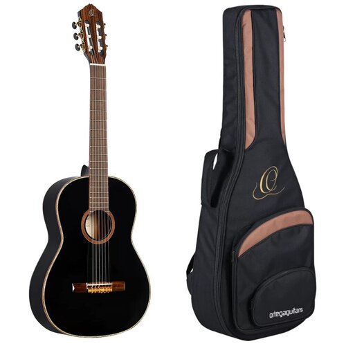 Классическая гитара полноразмерная с чехлом, Ortega - Family Series Чёрная глянцевая