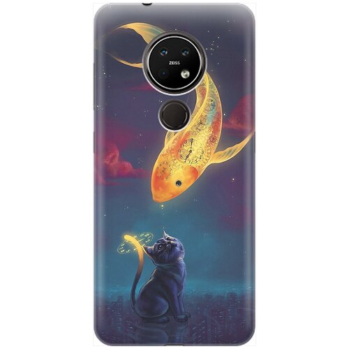 фото Re:pa накладка transparent для nokia 6.2 / 7.2 с принтом "кот и рыбка"